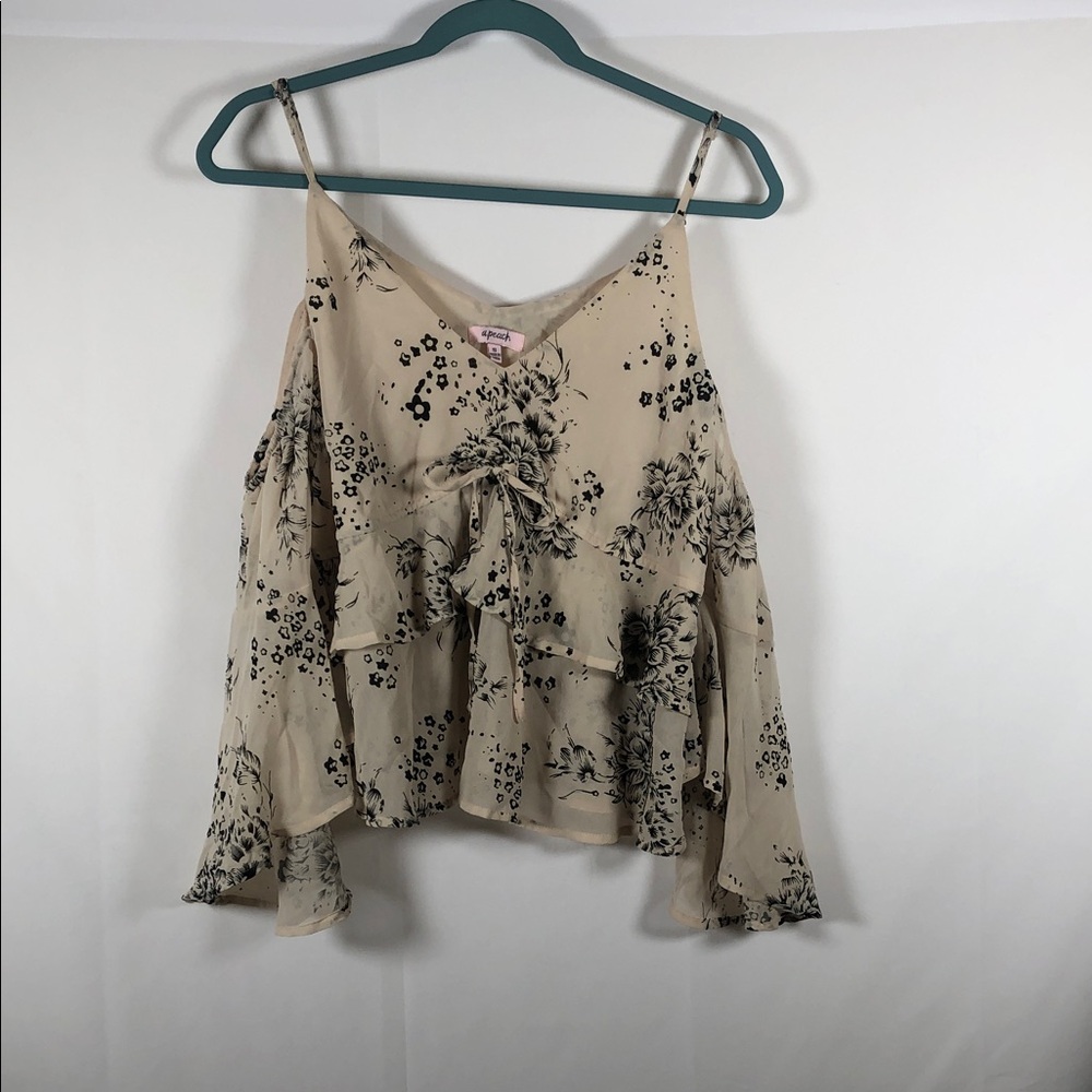 Y2K Fairygrunge Floral Velvet Burnout Cold-Shoulder Flare Sleeve Babydoll Top